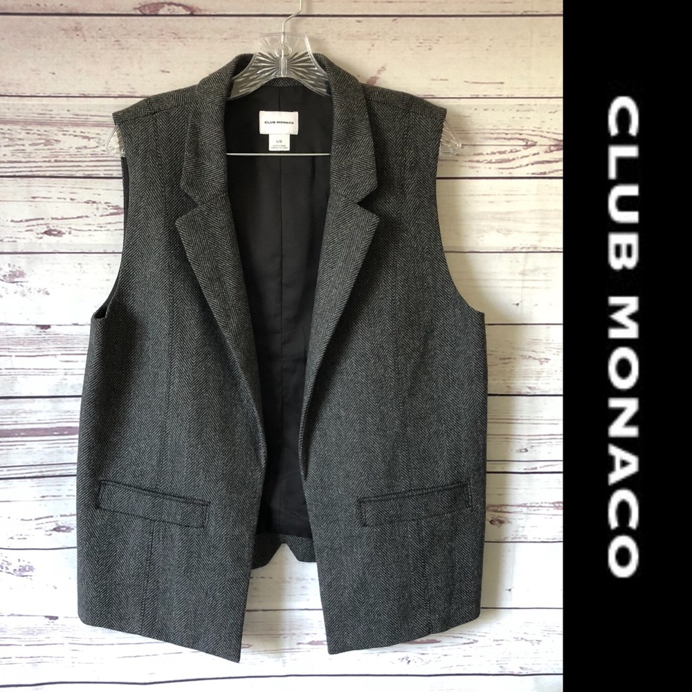 Club Monaco Gray Open Front Sleeveless Vest